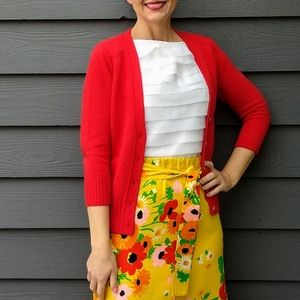 ANN TAYLOR poppy red cardigan sweater S M (K5)
